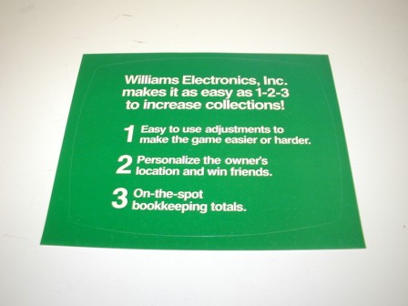 Williams Promo Sticker (Item #8) $5.99